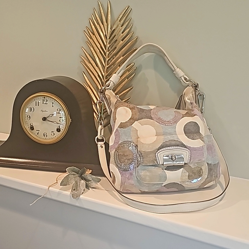 COACH KRISTIN GRAPHIC OP ART SEQUIN HOBO BAG